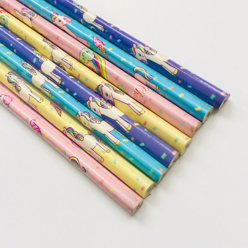 Lápiz de madera estándar HB de unicornio, lápices de dibujo y escritura, papelería para estudiantes, 4 unidades