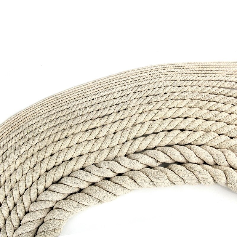 1 Meter Beige Cotton Three Twisted Rope String Cords Twine Sash Craft 4mm-20mm Cotton Thick Cords For Handmade Decorative