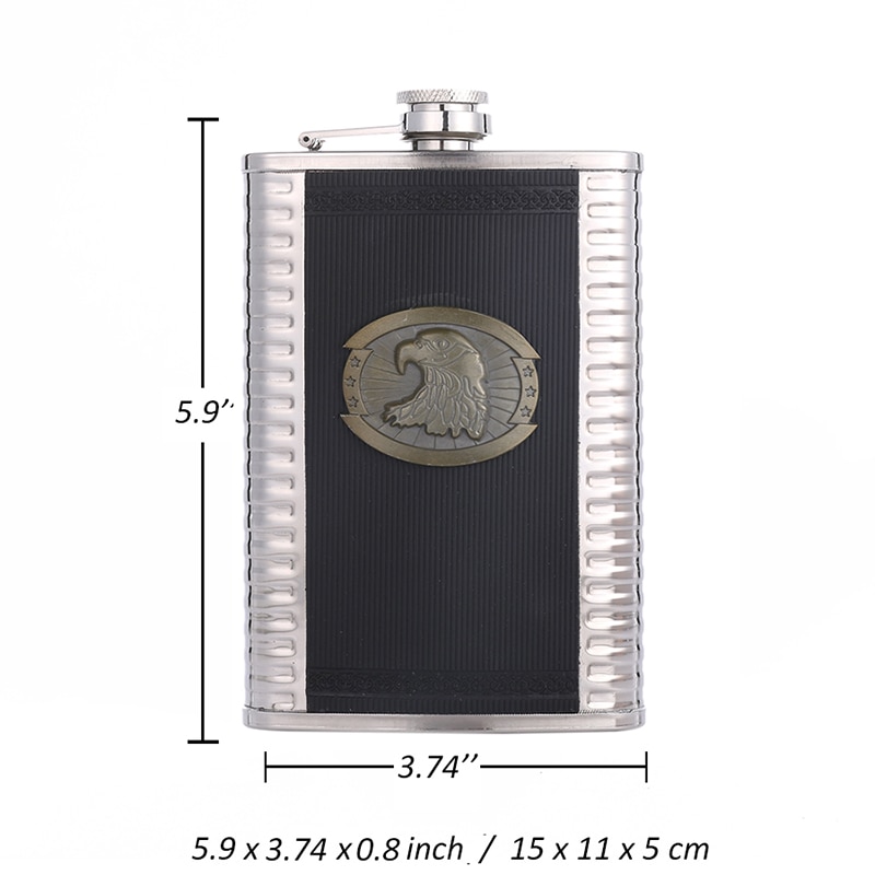 DEOUNY Portable Flask For Alcohol Stainless Steel Retro 9OZ Eagle Head Vodka Rum Hip Flask Set With Funnel Box Drinkware