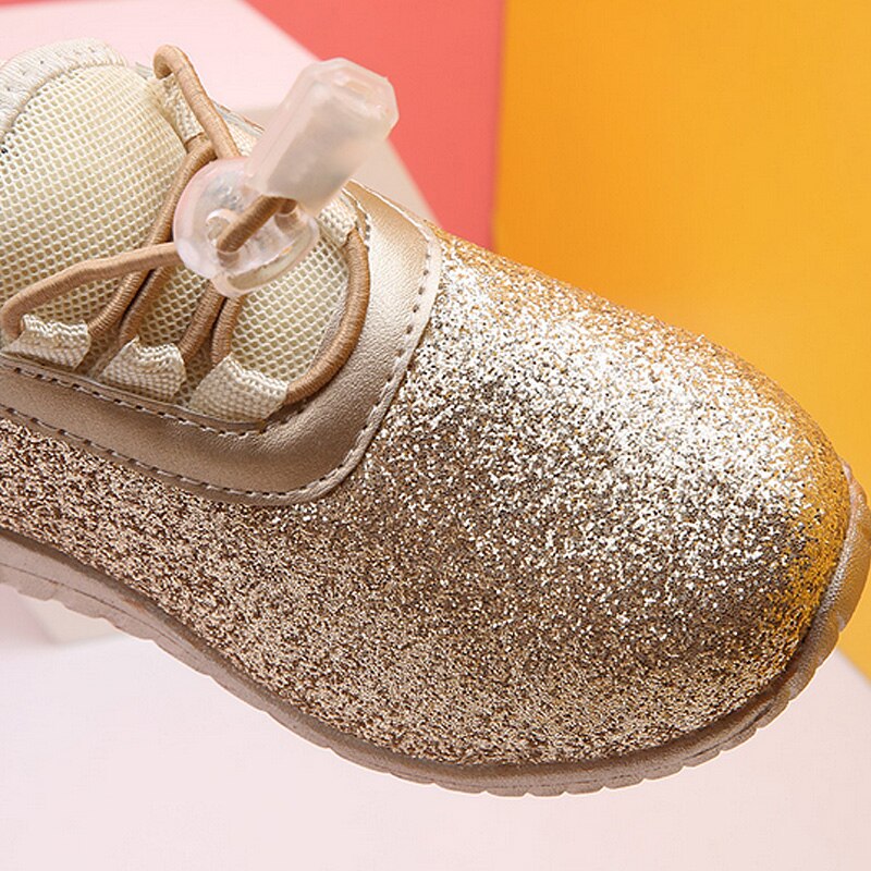 Mhyons kindersportschoenen jongens meisjes kinderen goede casual schoenen sneakers glanzend goud kleur comfortabele kinderschoenen instappers