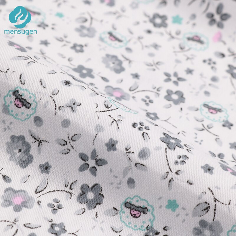 Telas blancas de algodón con flores grises para vestidos, costura de ropa de cama de cuna de bebé, tela de DIY para muñecas, Material de costura