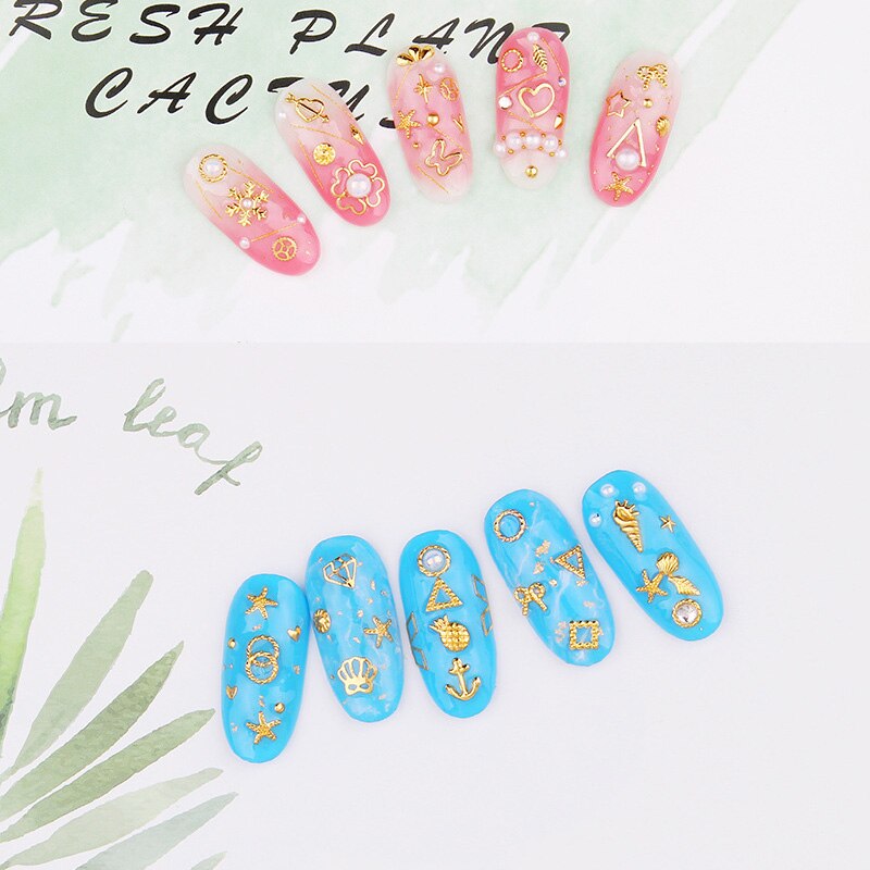 CHNRMJL 6 Entwürfe/Pack Ultra-dünne Hohl Legierung Nagel Niet Dekorationen Schmuck DIY UV Gel NäGel Kunst Polnischen zubehör Manikübetreffend