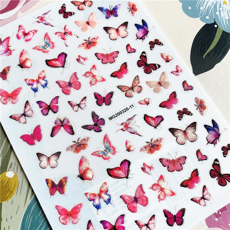 Mg200320-05 kleurrijke vlinders, zwevende vlinders, 3d lijm op de achterkant, nagelsticker, nageldecoratie, nagelkunst, nagelversiering: Mg200320-11