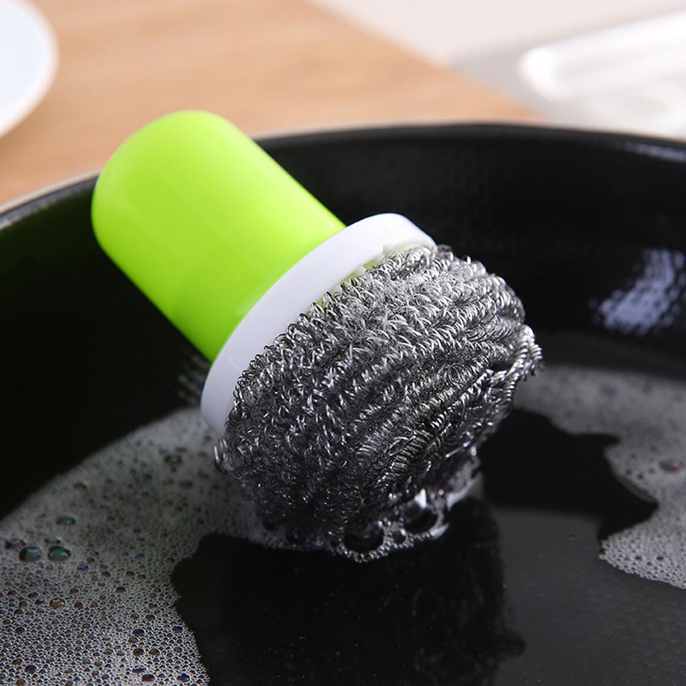 Håndtere hjemmekøkken rustfrit stål wire kugle gryde opvask børste vask skrubber