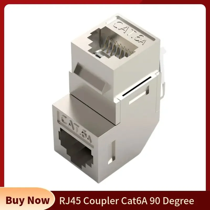 Acoplador Cat 6A RJ45, adaptador de conector Keystone divisor hembra RJ 45 blindado en ángulo de 90 grados para placa frontal de Panel en blanco