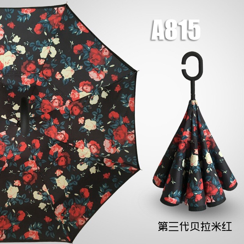 Reverse Umbrella Man Inverted Umbrella Umbrellas C Handle Windproof Women Sun and Rain Anti UV invertido Paraguas Parapluie: A815