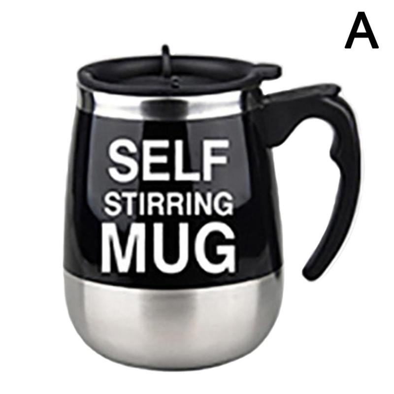 Tazza magnetica automatica caffè latte mescolare tazze 304 acciaio inossidabile creativo agitazione bicchiere auto tazza pigro elettrico Q8H4: elettrico nero