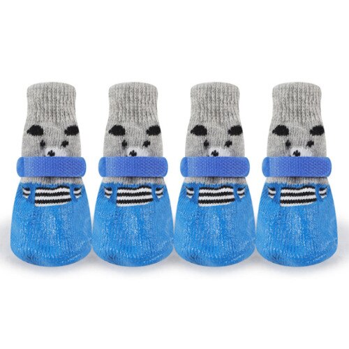 Calcetines antideslizantes para perros y cachorros, botas creativas pequeñas para perros y Chihuahua, suministros para mascotas OO50WZ: Azul / L