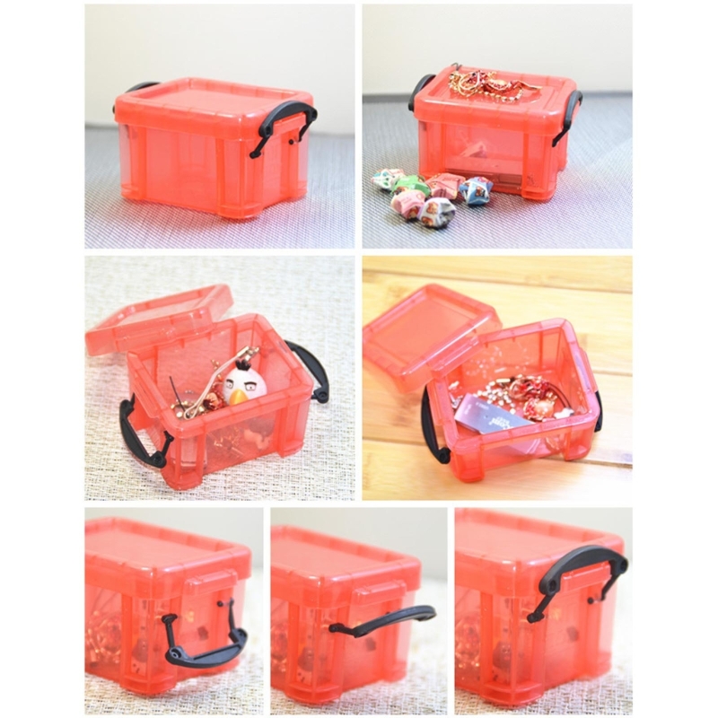 9 Colors Small Plastic Box with Locking Lid Hardware Parts Storage Organizer Rectangular Container 8.7x6.5x5.2cm