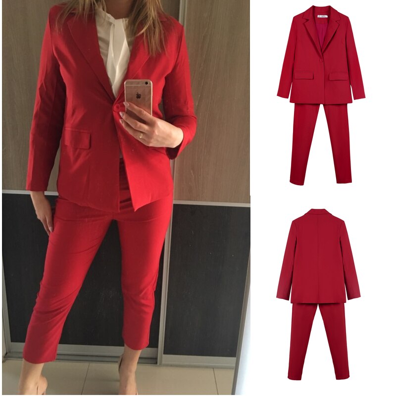 Work Pant Suits OL 2 Piece Set for Women Business Interview Uniform Blazer and Pencil Pant Office Lady