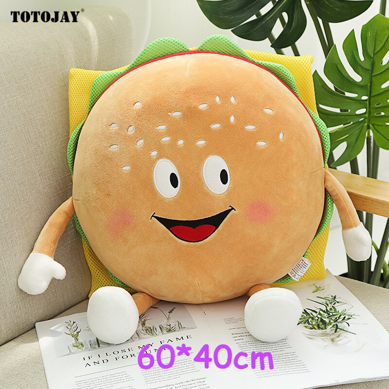 Niedlichen Cartoon Plüsch Hamburger Französisch Frites Huhn Bein Spielzeug Gefüllte Lebensmittel Popcorn Pizza Kissen Kissen Kinder Spielzeug Geburtstag: 60cm hamburger