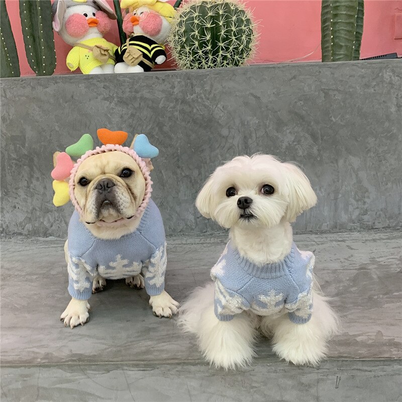 Suéter para mascotas, ropa para perros y gatos, tridimensional, jacquard, copo de nieve, ropa de lucha contra la ley, Corgi, Schnauzer, Otoño e Invierno
