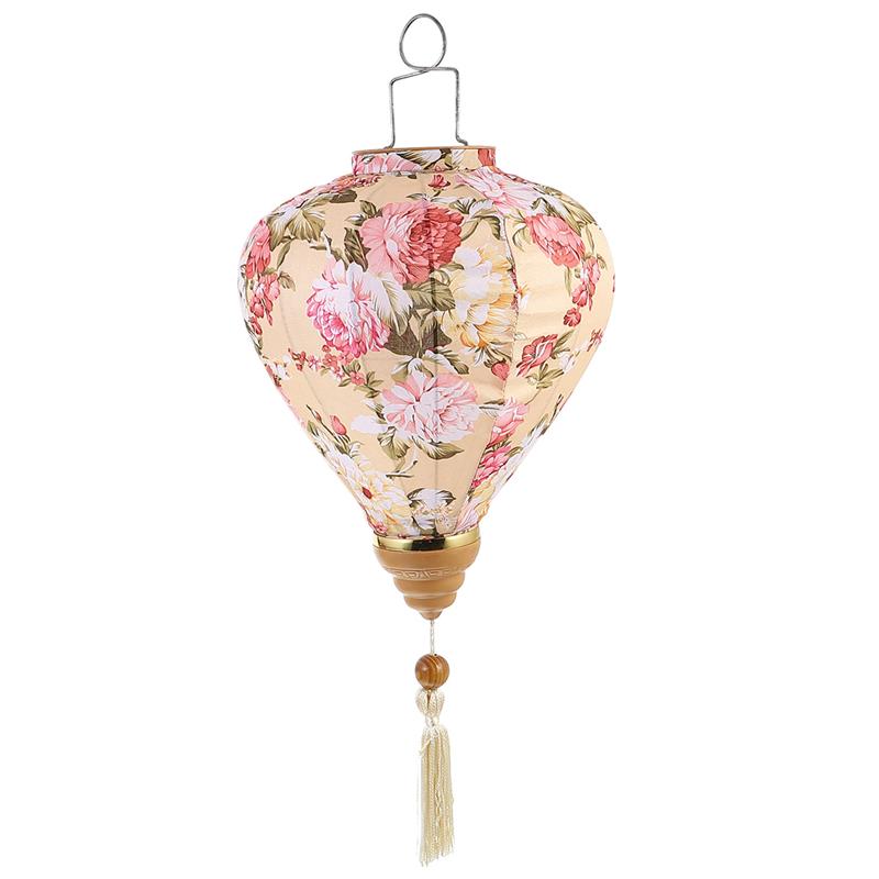 1pc blomstermønster lanterner vintage midten af efteråret retro silke lanterner vietnam lanterne til udendørs festfest: 3