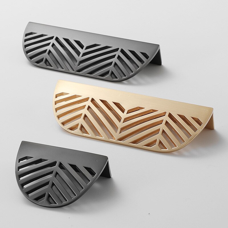JD-tirador de estilo nórdico moderno para muebles, Pomo de puerta de cajón, color gris, con hoja dorada oculta