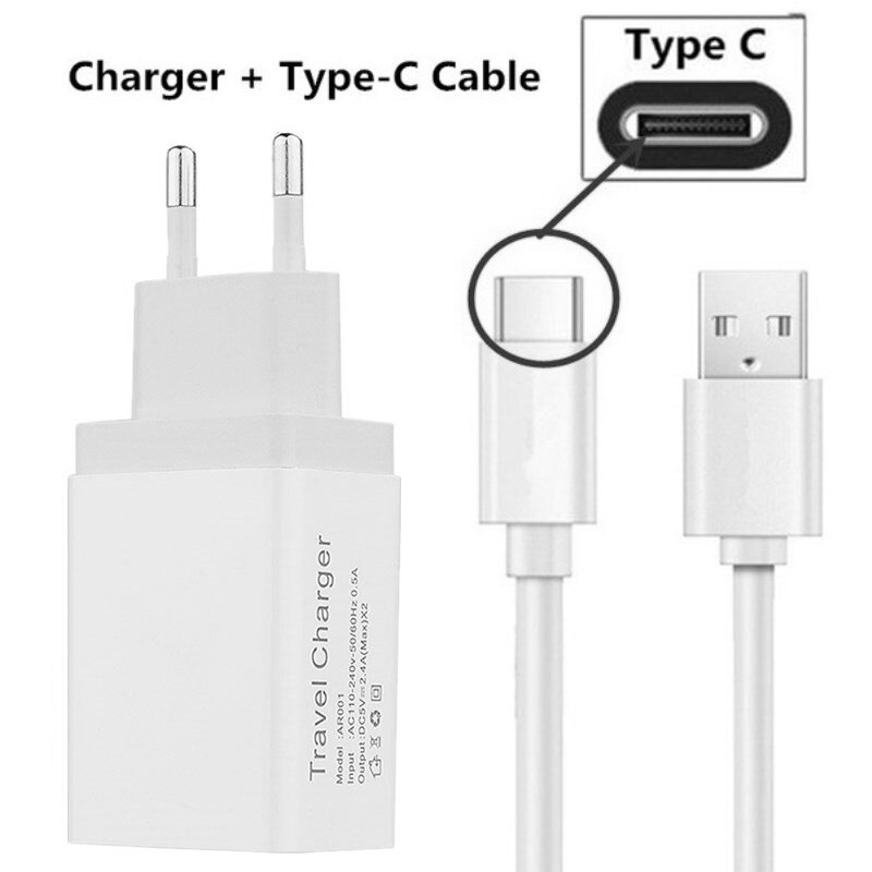 Fast Wall Charger Adapter Mobile Phone Charger For Samsung s10 Huawei Honor Xiaomi 10 9 LG With Micro USB Type C Charger Cable: charger-1M type c