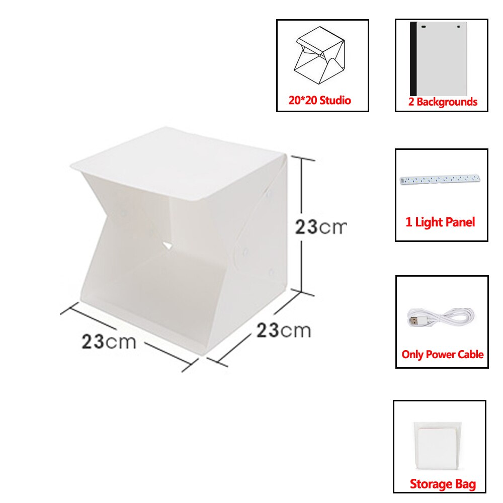 Boîte à lumière pliable 40x40, panneau de Studio Photo, lumière LED, Kit de fond Photo, boîte à lumière pour appareil Photo DSLR: WK003-1