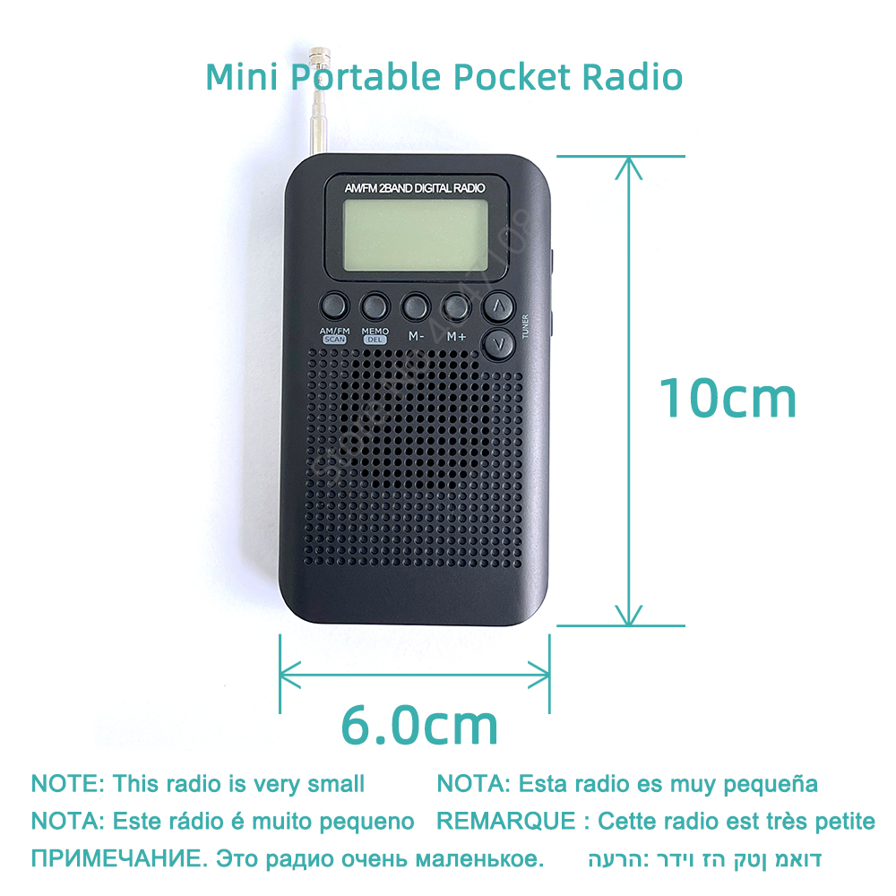 Radio portatile Mini Pocket FM AM Step 9/10KHZ ricevitore digitale schermo LCD ad alta sensibilità con altoparlante antenna telescopica