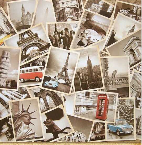 32 Stks/partij Klassieke Beroemde Europa Building Vintage Stijl Geheugen Postkaart Set Wenskaarten Kerst Postkaarten