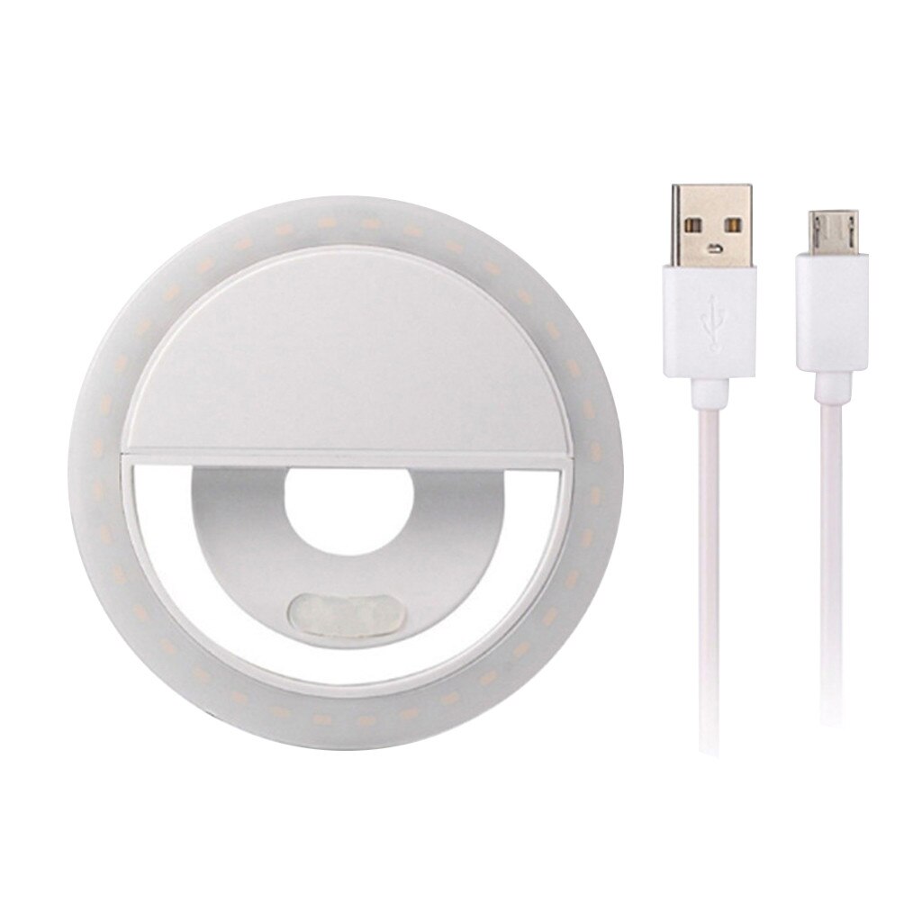 Camera lens Makeup Mirror Light Online Live Selfie Shot LED Flash Rechargeable Clip Mini Fill-in Light Makeup miroir spiegel: White 