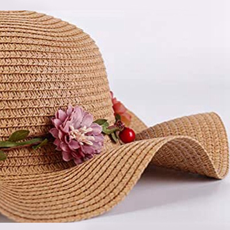 Children Girls Sun Hats Beach Cap Cap Garland Straw Hat Wide Brim Straw Hat Summer Hat