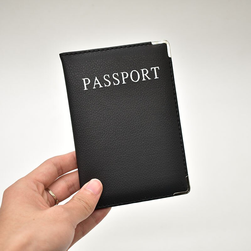 Traveling Passport Cover Pink Women Solid Pu Leather Passport Holder Multifunctioncal Go Abroad Passport Case: Black