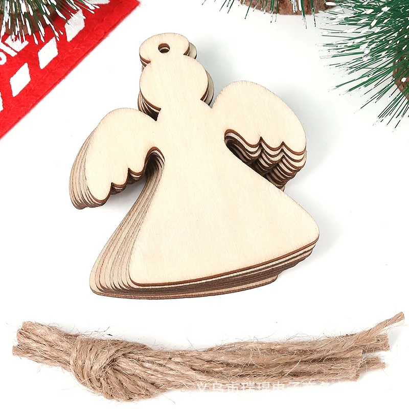 100-10PCS Christmas Wooden Ornaments Unfinished DIY Christmas Crafts for Xmas Tree Pendant Ornaments Navidad Year Decor: M / Fluorescence Yellow