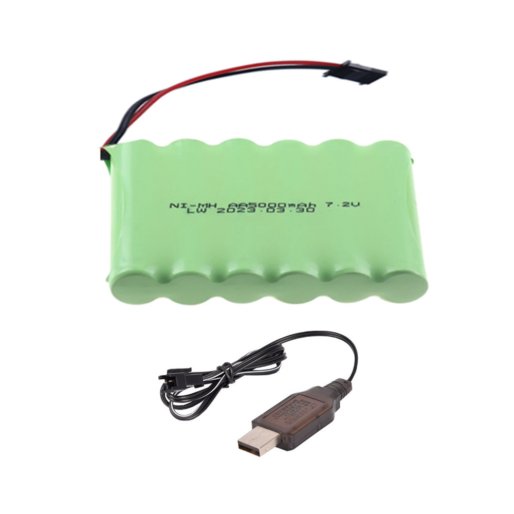 3.6V/4.8V/6V/7.2V/8.4V/9.6V/12v 5000mah NI-MH AA 3000mah Rechargeable Battery Pack For Remote Control Toys Electric Car SM Plug: Clear