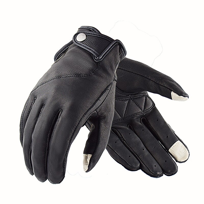 Gants de Moto en cuir Vintage pour hommes et femmes, gants pour Motocross, marron Knight, pour Motocross, été, M-XXL: Black / XL