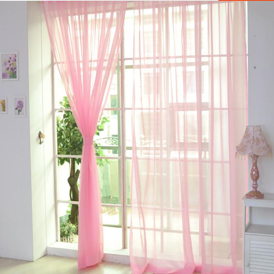 1 pièces couleur Pure Tulle porte fenêtre rideau drapé panneau Pure écharpe cantonnières romantique humeur sol rideaux m29