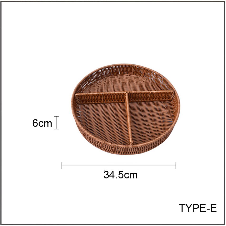 PE imitation rattan basket snack split basket bread basket supermarket display basket fruit and vegetable candy storage basket: sky blue
