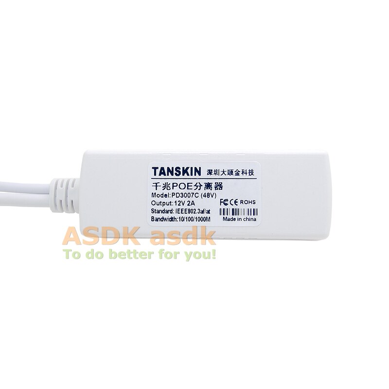 10/100/1000M PoE Splitter with IEEE 802.3af Standard &amp; 12V 1-2A Output Power over Ethernet for IP Camera