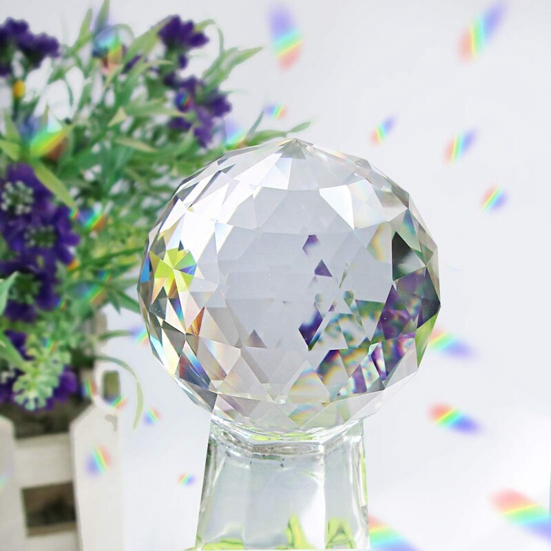 Clear Cut Crystal Suncatcher Ball Prisms Glass Sphere Faceted Gazing Ball Crystals for Window Sun Catchers 80mm / 3.15In