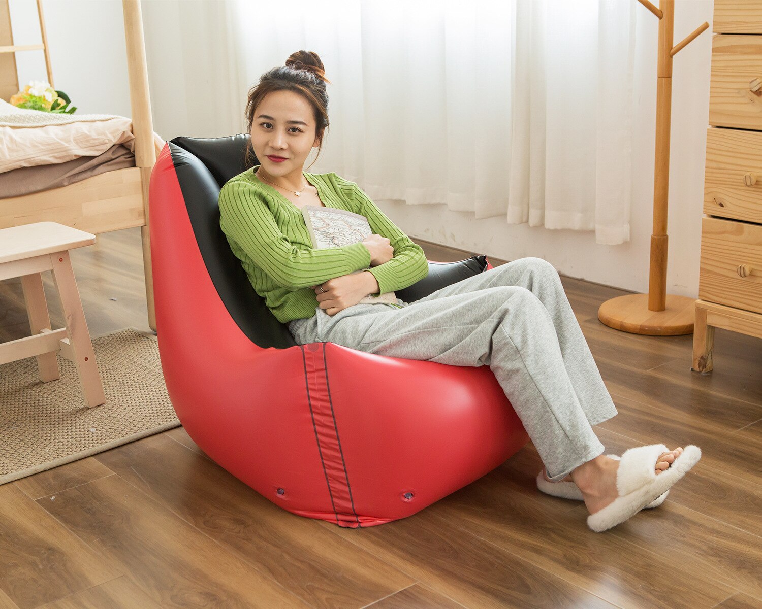 Lazy Sofa Inflatable Folding Recliner Outdoor Sofa Bed For Single Air Sofa Inflatable Loungers Couch Water Deck Chair 2in1