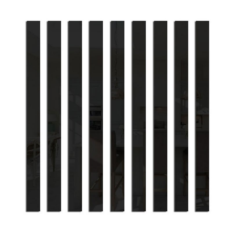 20pcs DIY Mirror Sticker Ceiling Waist Line Acrylic TV Background Wall Stickers for Room Art Home Decor adesivo de parede: Black / L 50x5cm 20 pcs