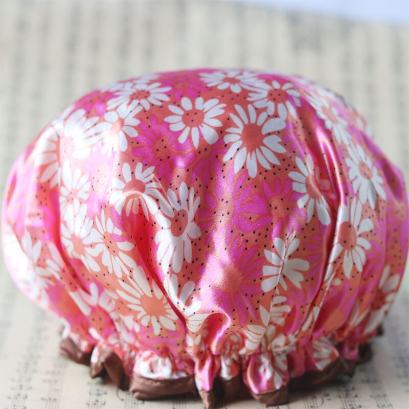 Mooie dikke dames douchekappen kleurrijke dubbele laag bad douche haarbedekking volwassenen waterdichte huishoudelijke producten 27 x 11cm tb