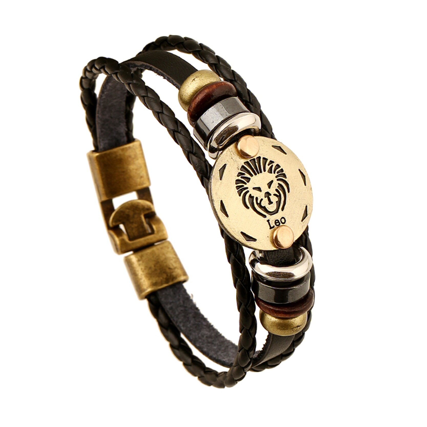 Punk Zodiac Serie Tekenen Armband 12 Sterrenbeelden Charm Mannen Armbanden Virgo Vissen Hanger Vrouwen: Leo