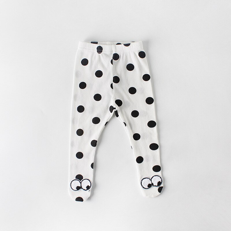 Koodykids Baby Boy Pants Spring Autumn Baby Legging Black Dot Baby Girl Leggings Socks Feet Pants Spring 0-2 Years: white / 9M