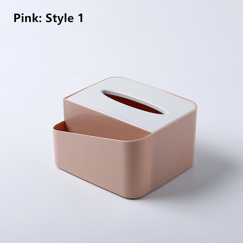 Multifunction Tissue Box Home Desktop Cosmetics Storage Case Remote Control Holder: Pink Style 1
