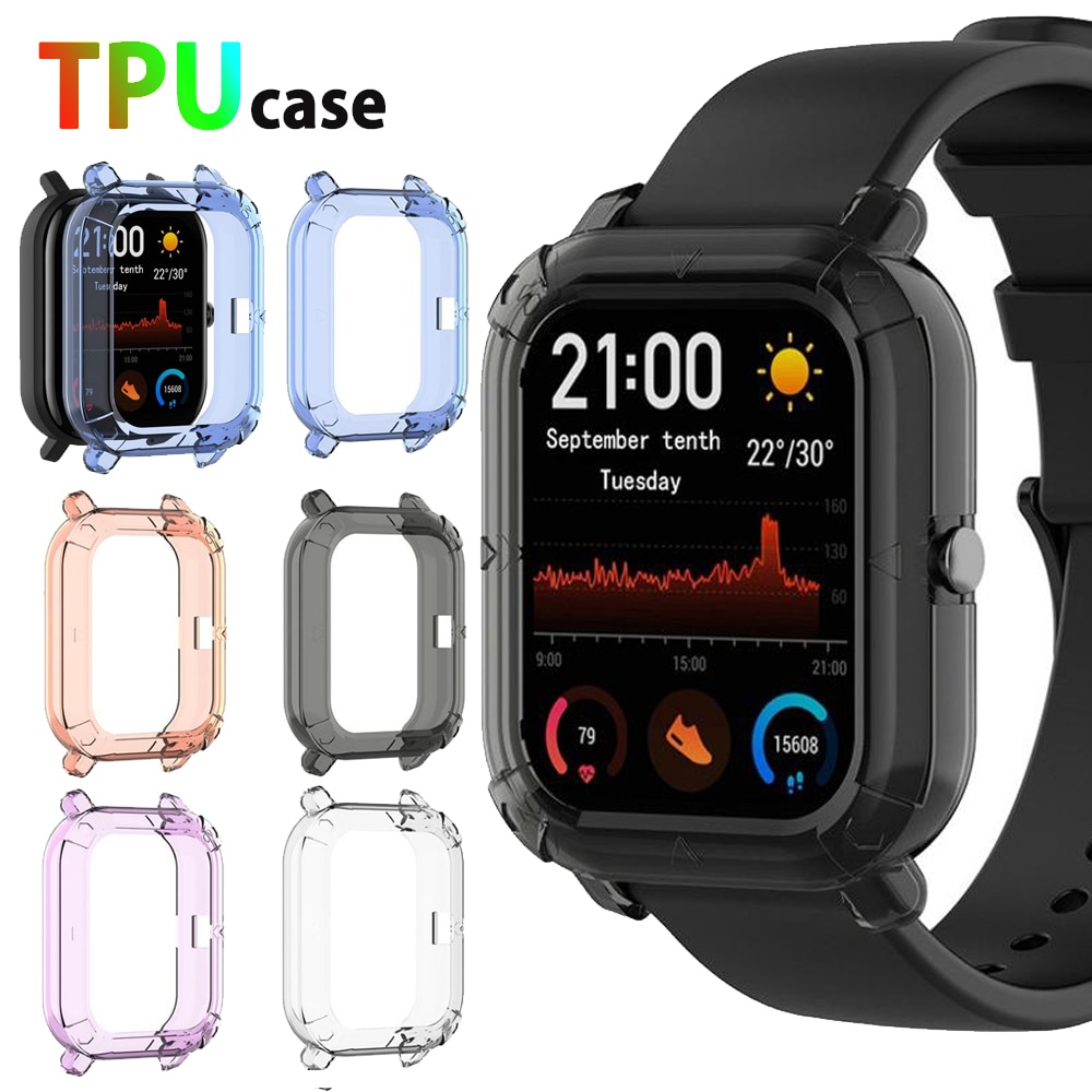 Tpu ram stötfångare täckfodral skalskydd för xiaomi huami amazfit gts smart klockskydd armband skyddande tillbehör