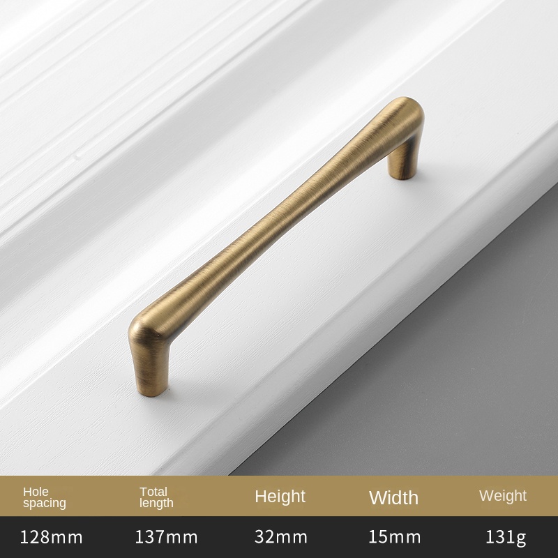 American pure copper solid furniture closet door brass single hole handle Chinese vintage cabinet drawer copper handle