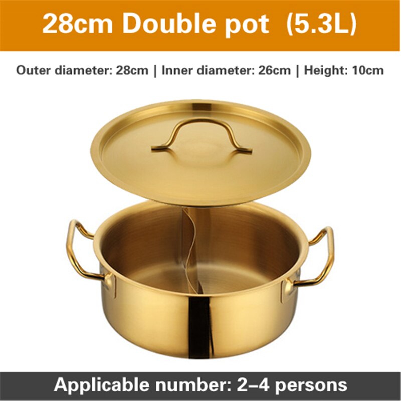 Rvs Pot Wastafel Gouden Pot Pot Soep Pot Spoelen Pot Voor Inductie Kookplaat Platte Bodem Dubbele Oor enkele Pot: 28cm Double pot