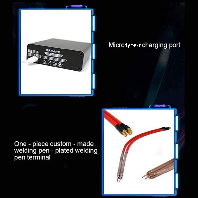 Draagbare Diy Mini Puntlassen Machine Met Quick-Release Pennen En 2 Batterij, Met Outshell Type-C