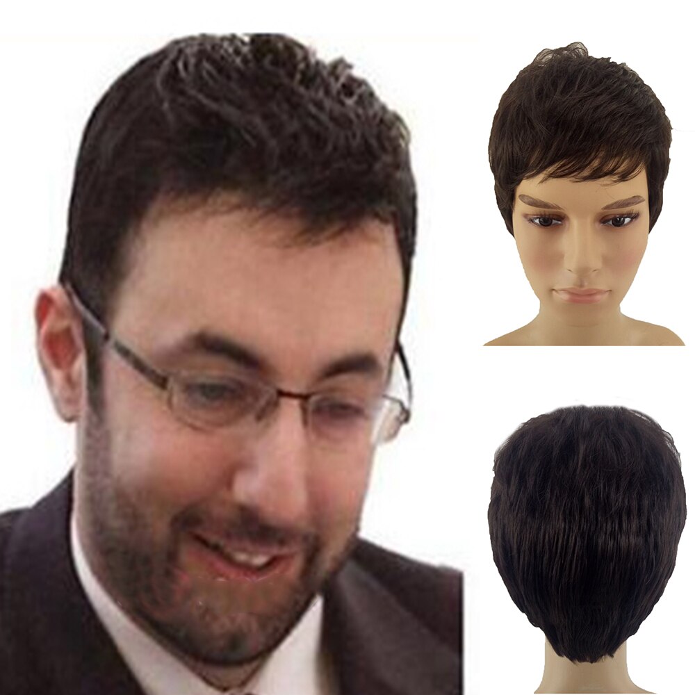 HAIRJOY Synthetic Hair Wigs Men Short Straight Wig Heat Resistant 4 Colors Available: #2