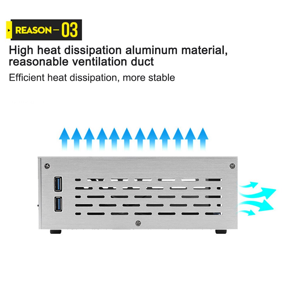 Teräsrunko mikro -atx alumiini -etuovi toimisto mediakeskus usb 3.0 -liitäntä htpc -kotelo tietokone led -ilmaisin tuulettimet