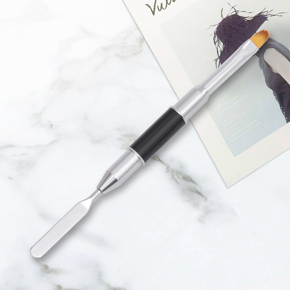 TP Double-end Nail Art Gel Polish Brush Stick Nylon Kolinsky Hair Acrylic UV Gel Extensions Apply Slice Spatula Manicure Tool
