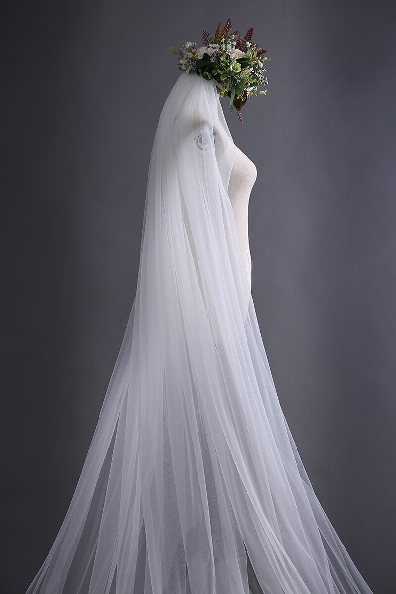 Velo Da Sposa Con Bordo Ondulato E Perline, Velo Da Sposa Con - Foto 4