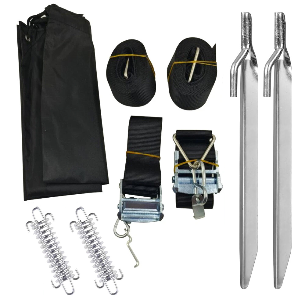 Campingmarkise stormfastgørelse sidestropper med opbevaringstaske baldakin vindskærm fastgørelseskrog campingvogn autocamper til thule markise: Default Title