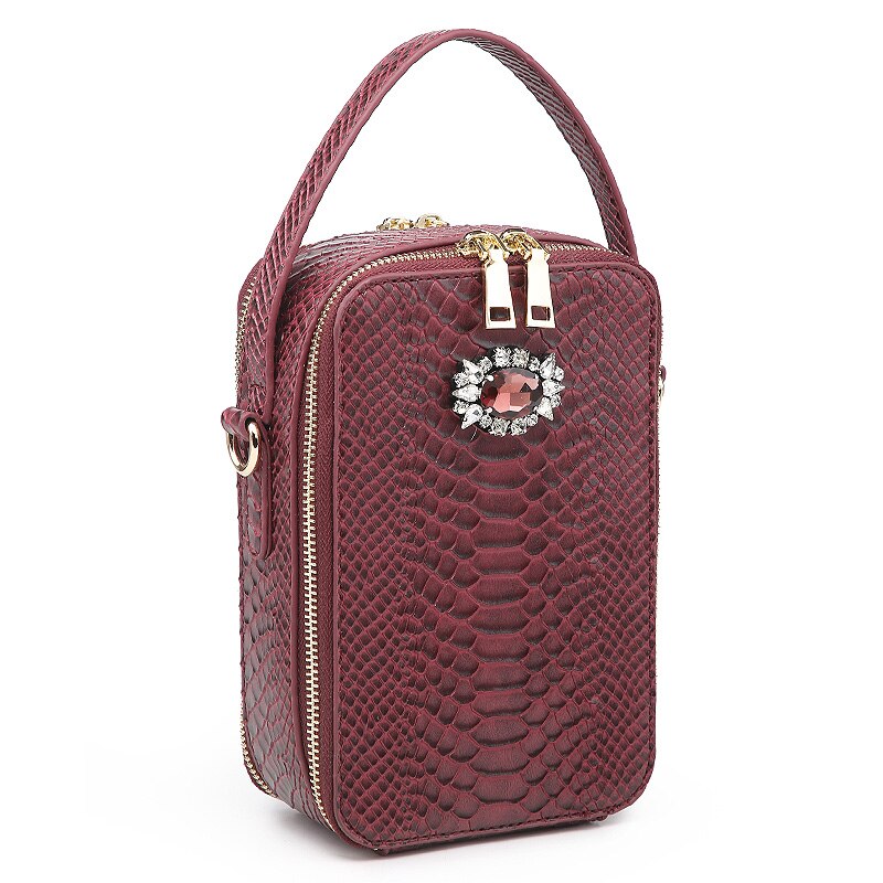 Box Bags Crystal Decoration Python Bag Snake Pattern Women Shoulder Handbag Bags