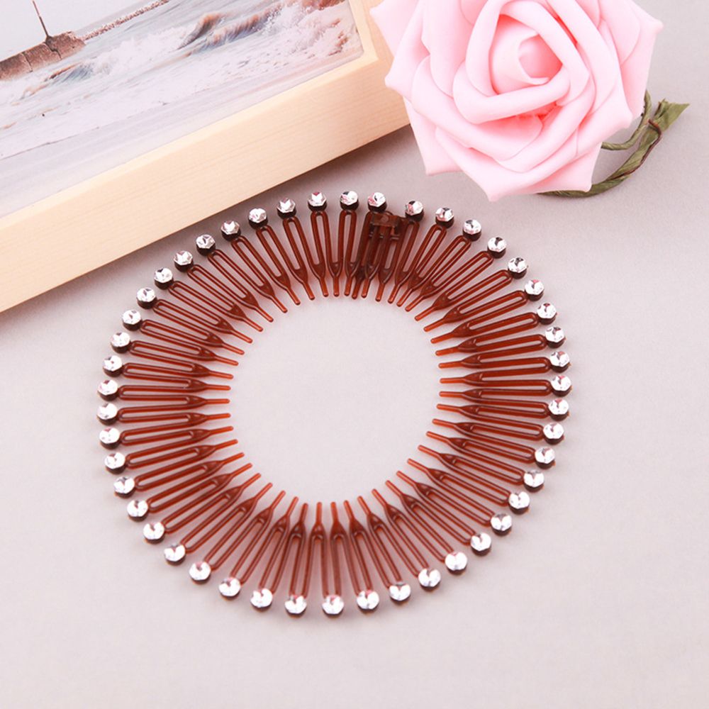 1 PCS Plastic Full Circle Stretch Diamond Flexible Comb Teeth Headband Hair Band Clip Face Wash Fixed Hair Accessories: B coffee