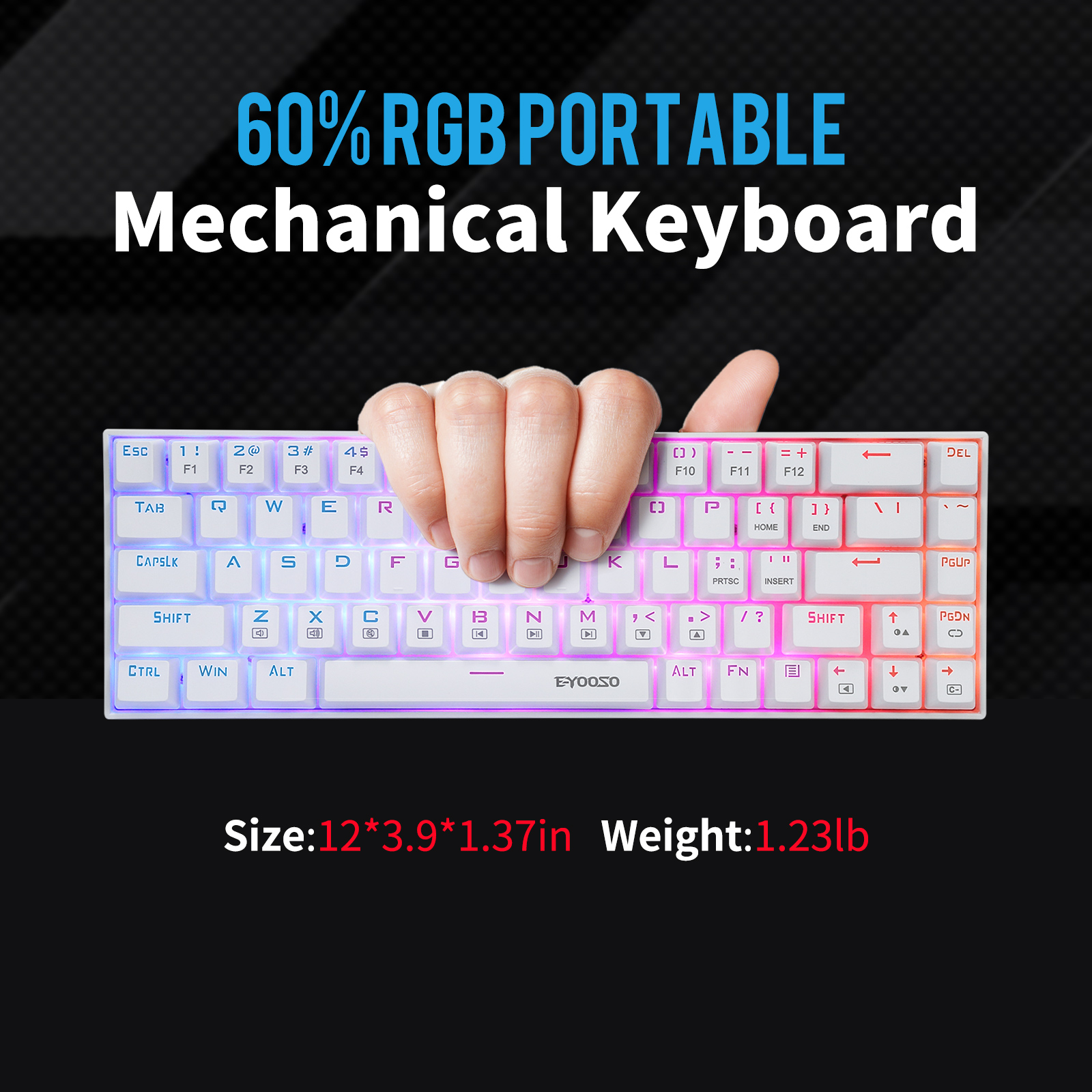 Z-686 60% Mini Mechanical Gaming Keyboard , E-Yooso 68 Keys Wired RGB Backlit Dust-Proof Switch Compact for Computer